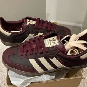 adidas  Samba Leather Sneakers - Maroon/Cream